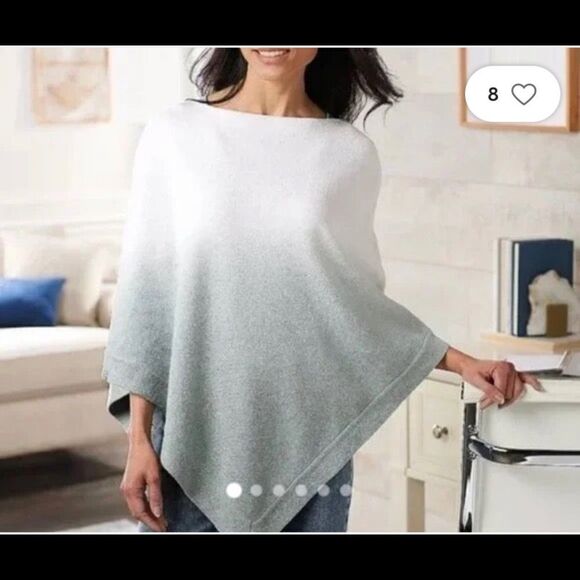Barefoot dreams poncho cozy chic ultra lite knit ocean breeze ombre waterfall - Picture 1 of 9